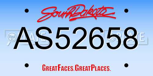 AS52658 South Dakota License Plate