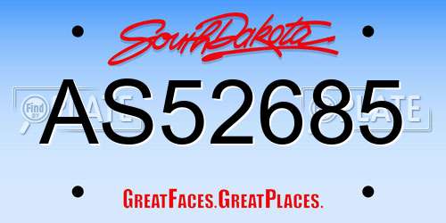 AS52685 South Dakota License Plate