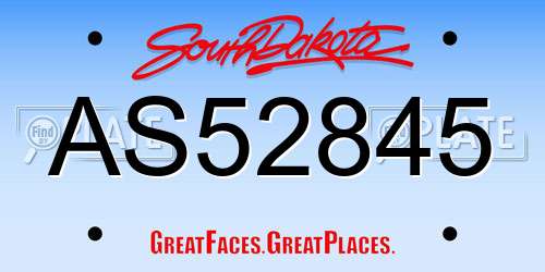 AS52845 South Dakota License Plate