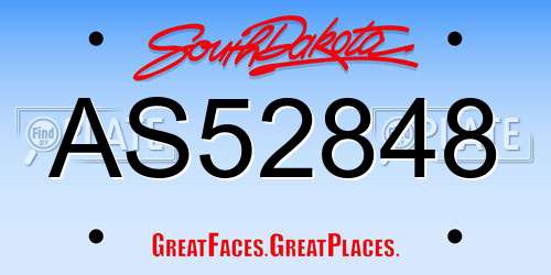 AS52848 South Dakota License Plate