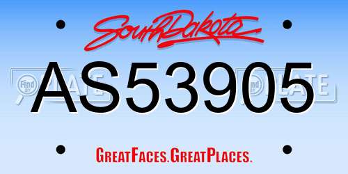 AS53905 South Dakota License Plate