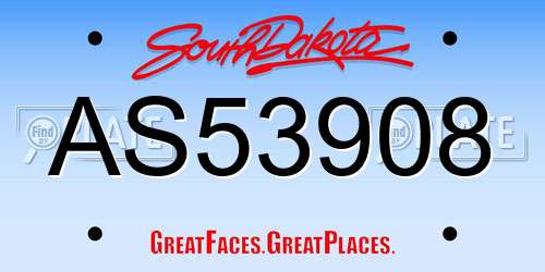 AS53908 South Dakota License Plate