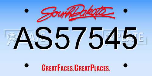 AS57545 South Dakota License Plate