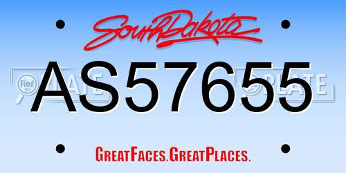 AS57655 South Dakota License Plate