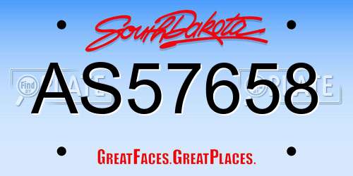 AS57658 South Dakota License Plate