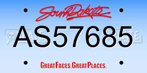 AS57685 South Dakota License Plate
