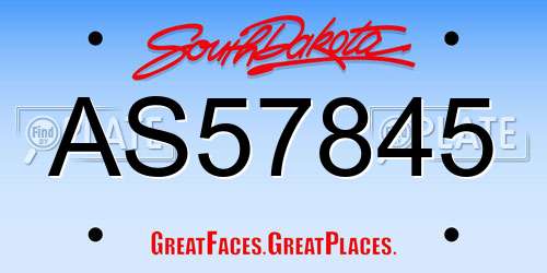 AS57845 South Dakota License Plate