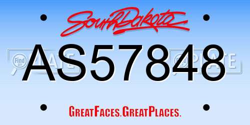 AS57848 South Dakota License Plate