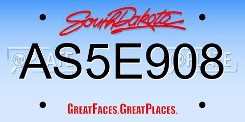 AS5E908 South Dakota License Plate