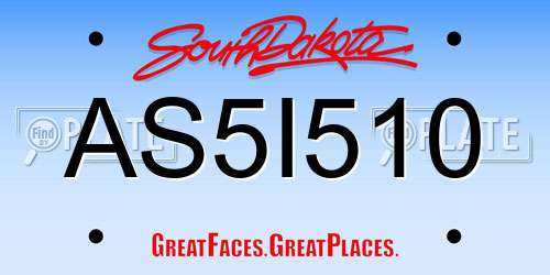AS5I510 South Dakota License Plate