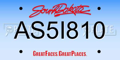 AS5I810 South Dakota License Plate