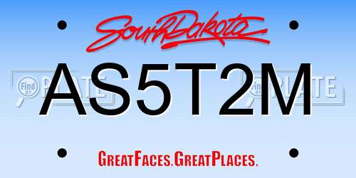 AS5T2M South Dakota License Plate