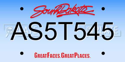 AS5T545 South Dakota License Plate