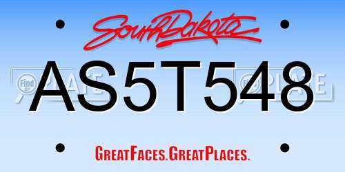 AS5T548 South Dakota License Plate
