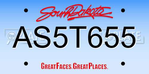 AS5T655 South Dakota License Plate
