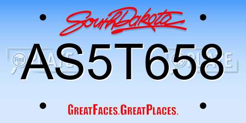 AS5T658 South Dakota License Plate