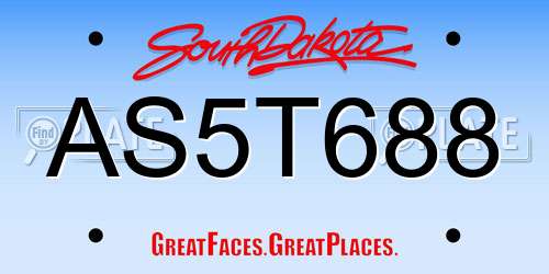 AS5T688 South Dakota License Plate