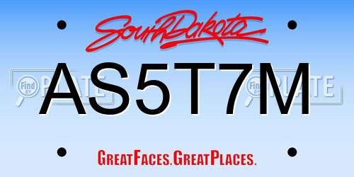 AS5T7M South Dakota License Plate