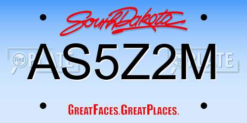 AS5Z2M South Dakota License Plate