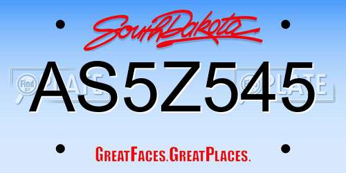 AS5Z545 South Dakota License Plate