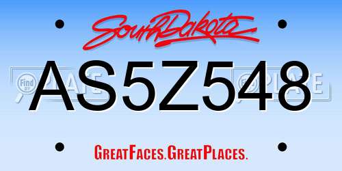 AS5Z548 South Dakota License Plate