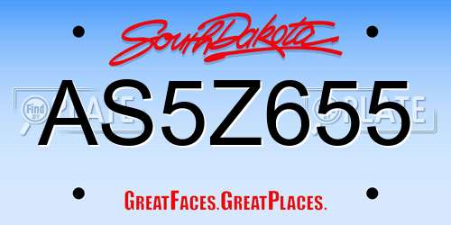 AS5Z655 South Dakota License Plate