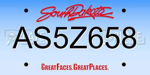 AS5Z658 South Dakota License Plate