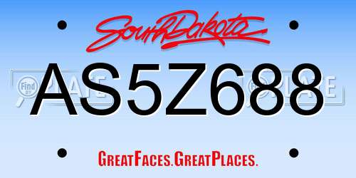 AS5Z688 South Dakota License Plate