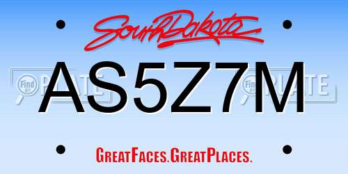 AS5Z7M South Dakota License Plate