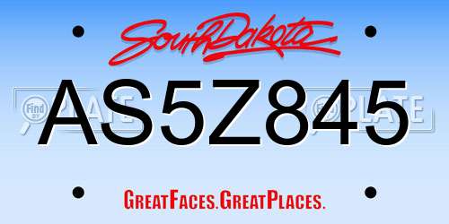 AS5Z845 South Dakota License Plate