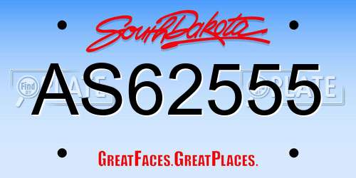 AS62555 South Dakota License Plate