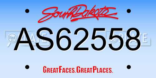 AS62558 South Dakota License Plate