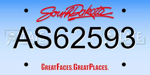 AS62593 South Dakota License Plate