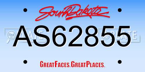 AS62855 South Dakota License Plate