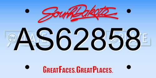 AS62858 South Dakota License Plate