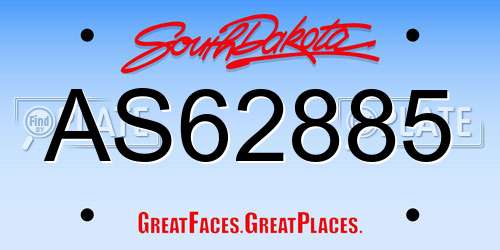 AS62885 South Dakota License Plate
