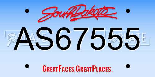 AS67555 South Dakota License Plate