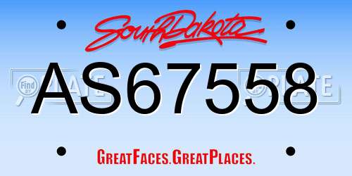 AS67558 South Dakota License Plate