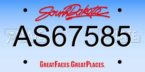 AS67585 South Dakota License Plate