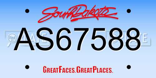 AS67588 South Dakota License Plate