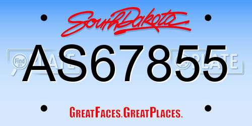 AS67855 South Dakota License Plate