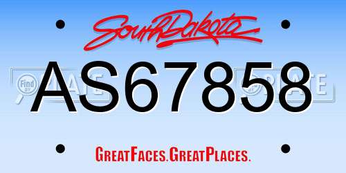 AS67858 South Dakota License Plate