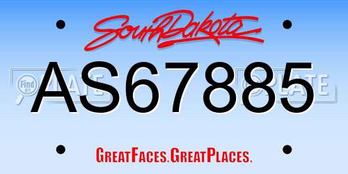 AS67885 South Dakota License Plate