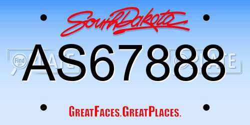 AS67888 South Dakota License Plate