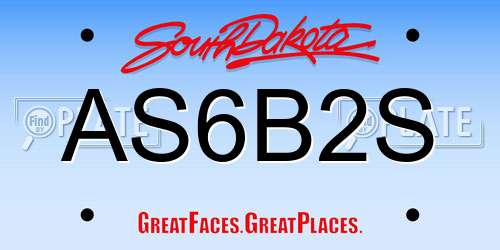 AS6B2S South Dakota License Plate