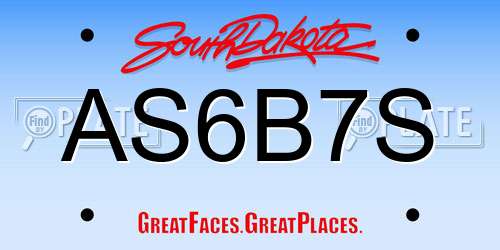 AS6B7S South Dakota License Plate