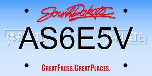 AS6E5V South Dakota License Plate