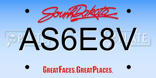 AS6E8V South Dakota License Plate
