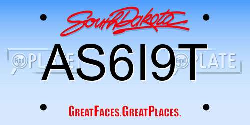AS6I9T South Dakota License Plate