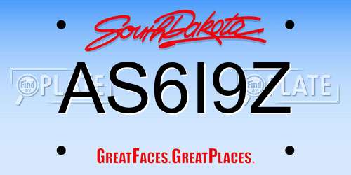 AS6I9Z South Dakota License Plate